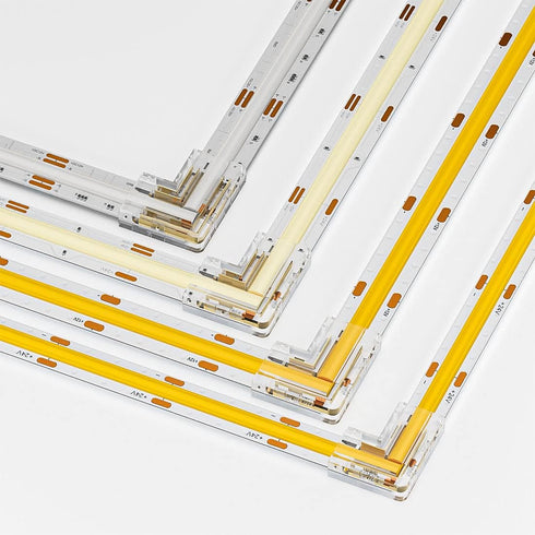 BTF-LIGHTING FCOB COB 10mm/0.39in Width LED Strip Connector Kit 6Pcs 3 Pin Transparent Gapless L-Shaped Connectors 4Pcs 4Pin Strip to Strip Connectors for PWM FCOB CCT LED Strip Lights by BTF-LIGHTING