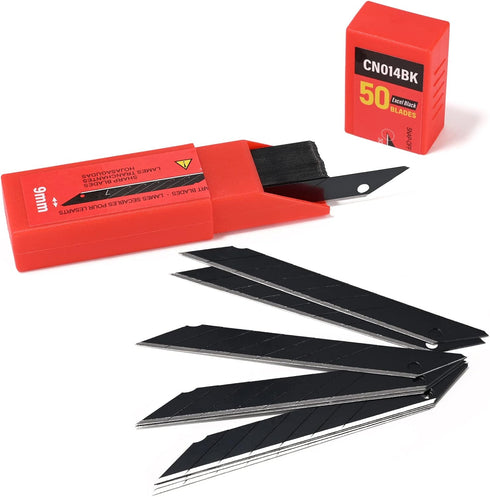 Gomake 9mm Utility Knife Replacement Blades,30 Degree Snap Off Carbon Steel Blades for Retractable Cutting Knives, Hobby, Craft Knife, Box Cutter 100PCS-Black by Gomake