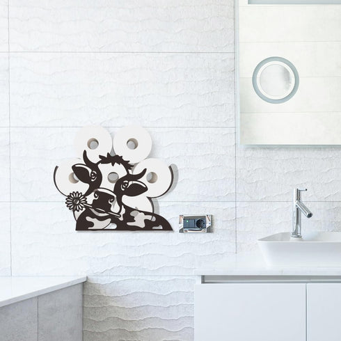 8 WADORN Cow Toilet Paper Holder, Cow Animal Decorative Toilet Paper Storage Extra Rolls Dairy Cow Freestanding
