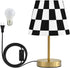 Dimmable ALAZA Table Lamp for Bedroom Nightstand White Black Buffalo Plaid Checked Desk Bedside Lamp with USB Port
