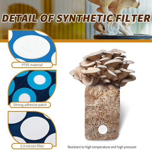 390 Pieces Synthetic Filter Paper Stickers 20 mm PTFE Filter Disc 0.3 µm for Mushroom Cultivation Wide Mouth Jar Lids