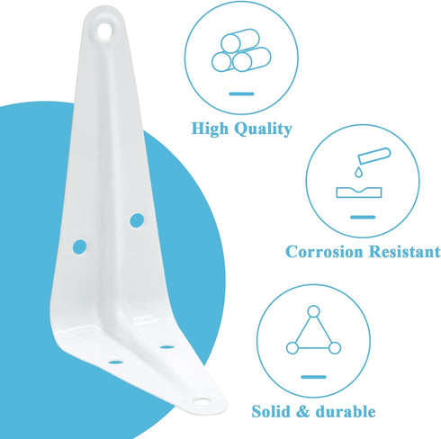 Uenhoy 10 Pack 4 Inch (4" 3") White Shelf Brackets Metal Floating Shelf Brackets Heavy Duty L Brackets for Shelves