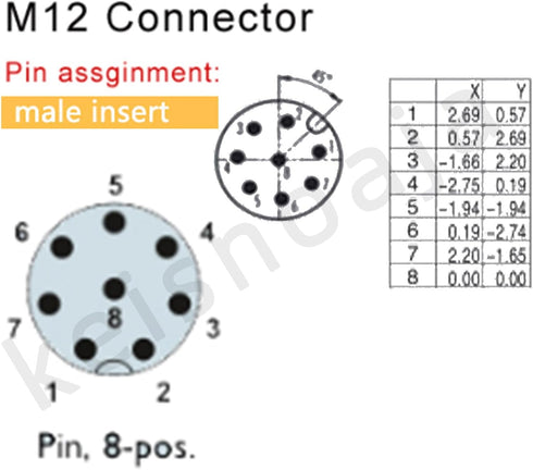 2 Pcs Field Wireable Connector M12 8 Pin Male Assembly Cable Plug, 180° Straight Male Type Plug