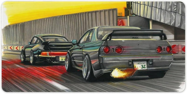 Jdm Japanese Car Art Skyline Gtr R32 Large Mouse Pad for Desk, 30x60cm