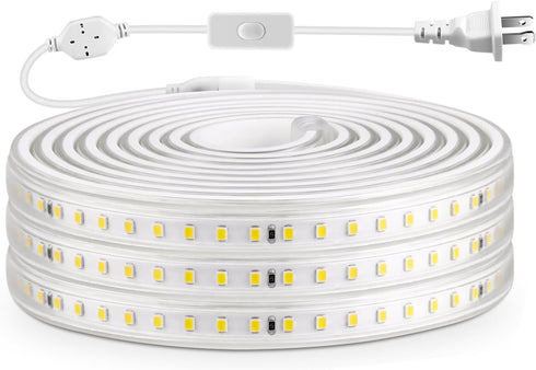 AIMENGTE Outdoor LED Strip Lights Waterproof, 16.4ft 600 LEDs, 6500K Cool White
