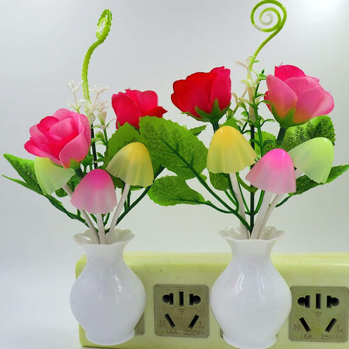 1Pack Sensor,0.5W AUSAYE Plug in LED Night Light Auto Dusk to Dawn Energy Saving Lamp Dream Nightlight Rose Flower
