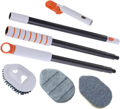 Multipurpose Floor Brush and Grout Scrub Brush with Extendable Handle with Replaceable