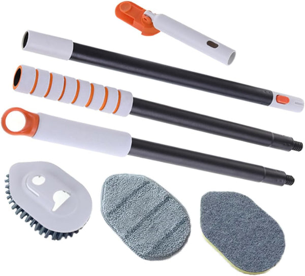 Multipurpose Floor Brush and Grout Scrub Brush with Extendable Handle with Replaceable