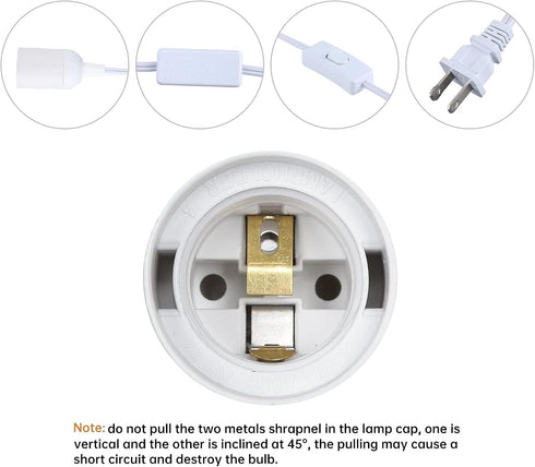 12 E26 Switch(Bulb Simple Deluxe Feet Extension Hanging Lantern Pendant Light Cord with Socket, Featuring an On/Off Not