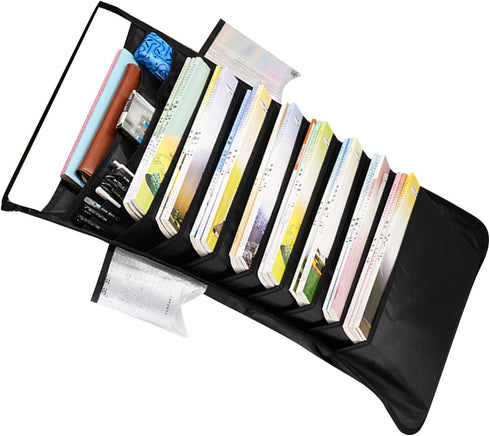 Zerodis Hanging Storage Bag Desk Side Organizer Large Capacity Oxford Fabric Book Holder with Anti Slip Hook Space