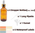 4 PACK 2 oz Dropper Bottle with 1 Funnel & 6 Labels & 1 Long Pipette, 60 ml Leak-proof Amber Glass Dropper Bottles for Essential Oils, Thick Tincture Bottle with Golden Top Cap by Zkupanx