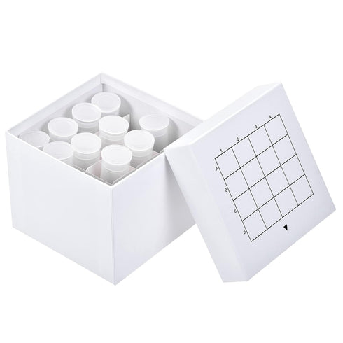 uxcell Centrifuge Tube Freezer Storage Box, 16 Places Cardboard Holder Rack for 50ml Microcentrifuge Tubes, White (2pcs)