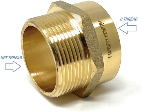 G Thread Female to NPT Thread Male Pipe Fitting Adapter, Lead-Free Adapter (1 1/2 inch)