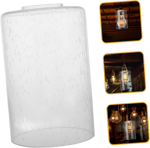 Clear Bubble Glass Lampshade Cylinder Replacement for Floor and Pendant Lights Transparent Decorative Shade with Smooth