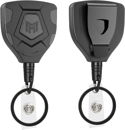MNGARISTA Heavy Duty Retractable Keychain with Belt Clip, ID Badge Reel, 31.5” Steel Cord and Key Ring, 2-Pack