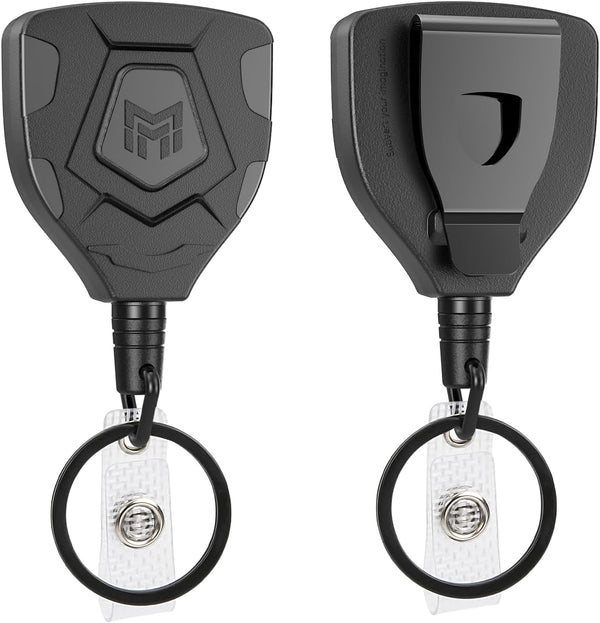 MNGARISTA Heavy Duty Retractable Keychain with Belt Clip, ID Badge Reel, 31.5” Steel Cord and Key Ring, 2-Pack