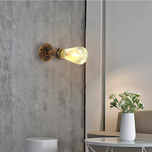 Bulb Veemoon Vintage Industrial Wall Sconce Rust Pipe Retro Wall Mounted Lamp for Living Room Bedroom Mirror Vanity