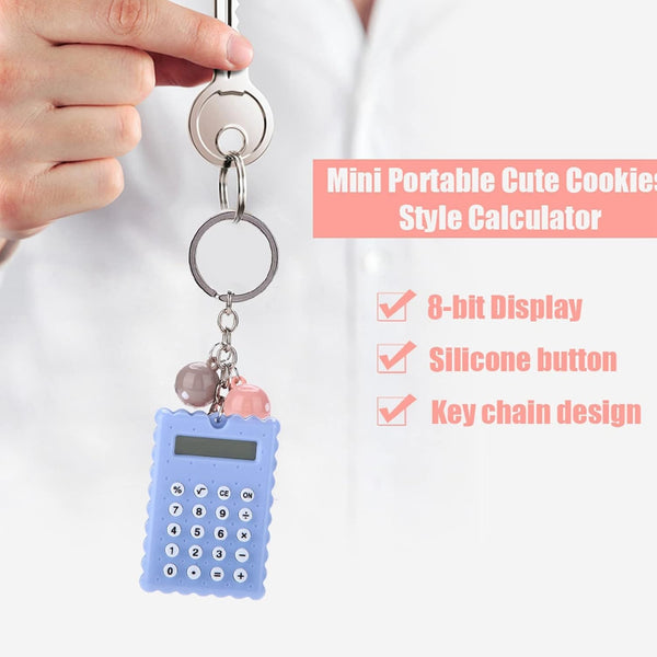 fosa Mini Portable Cute Cookies Key Chain Calculator for Kids, Candy Color Pocket Standard Function Calculator