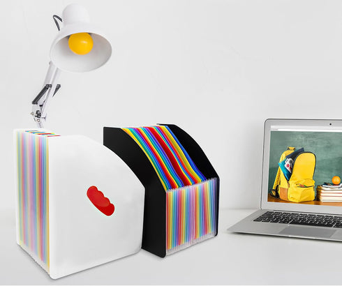 SAYEEC Rainbow Expanding File Holder with 13 Pockets, A4 Vertical Mini File Organizer for Students, Office, and Study