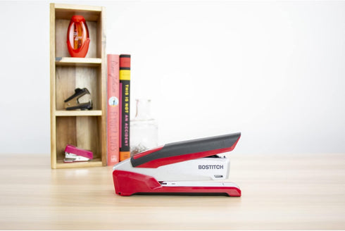Bostitch Office InPower Spring-Powered Premium Desktop Stapler, Red/Silver (1117)