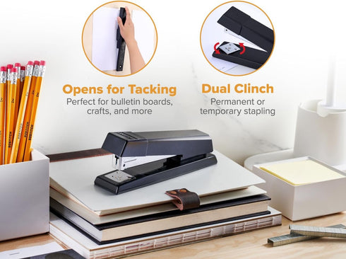 Bostitch Office No-Jam Premium Desktop Stapler, Full-Strip, 25 Sheet Capacity, Black