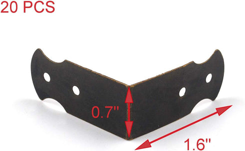 Geesatis Set of 20 Right Angle Decorative Iron Corner Protectors - 1.6" X 0.7" Box Edge Cover Bracket with Mounting