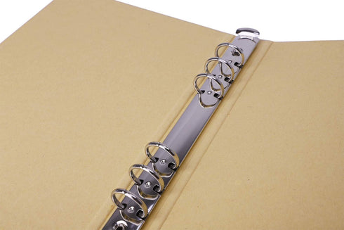 Blank A5 Kraft Paper Hardcover Binder, 6-Holes Round Ring Protector for Notebook, School Office Stationery Organizer