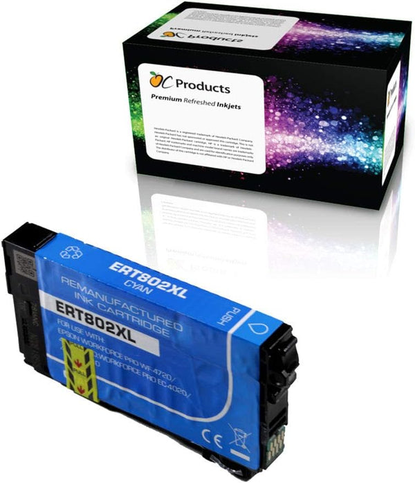 Remanufactured Ink Cartridge Replacement for Epson 802 802XL for Workforce Pro WF-4720 WF-4730 Printers (Cyan)