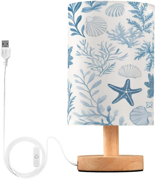 Coastal Sea Star Coral Nautical03 Table Lamp for Bedroom USB Port Bedside