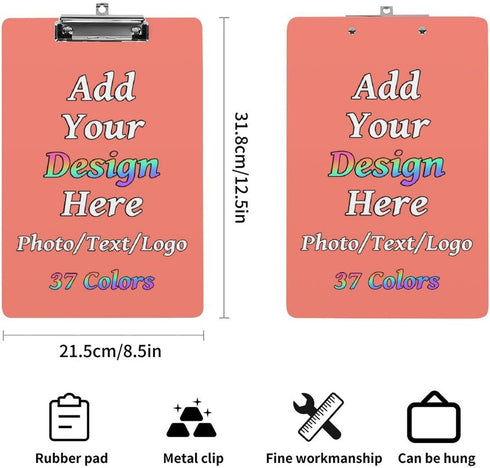 Custom Clipboards with Your Picture Logo Text, Personalized Acrylic Clipboard, Office Gift for Teachers, Doctors