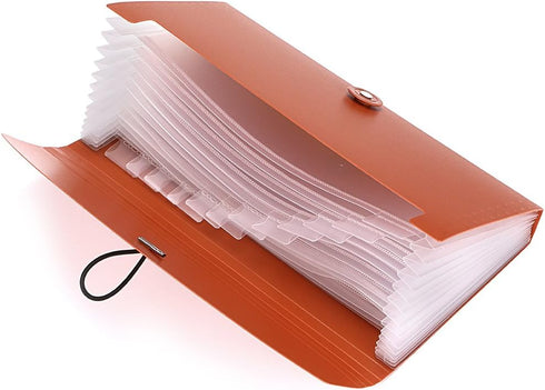 BTSKY Expanding File Folder - 13 Pockets Small Accordion File Folder, Expandable Card Ticket Holder, Brown