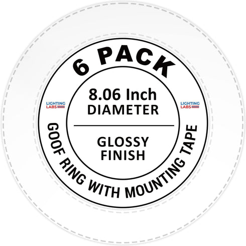 LightLabs Goof Ring Gloss 6 Pack for 6" Cans, 8.06" Diameter with Mounting Tape for Flush Mount Recessed Down Lights