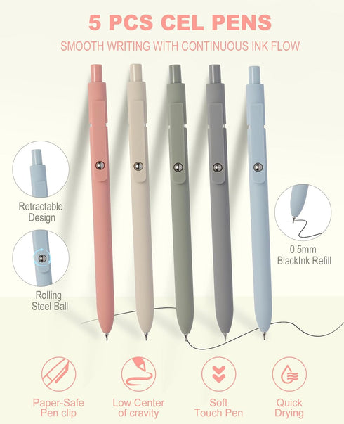 GUGUKUKU 56 Set 0.5-0.7mm, PCS Aesthetic School Supplies Cute Stationary with Pencil Case, Inspirational Ballpoint
