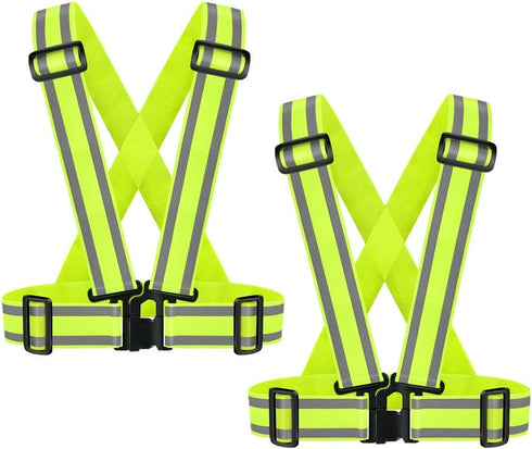 2 Pack High Visibility Reflective Safety Vests, Adjustable & Elastic Hi Vis Running Gear