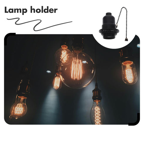 E26/E27 Bulb POPETPOP Pull Chain Lamp Socket Replacement, Universal Pull Chain Light Socket with Shade Ring for Table