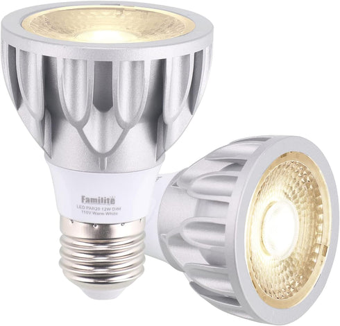 PAR20 LED Bulbs, 2 Pack, 12W Dimmable Spot Light, 100W Halogen Equivalent, 4000K Natural White, E26 Medium Base