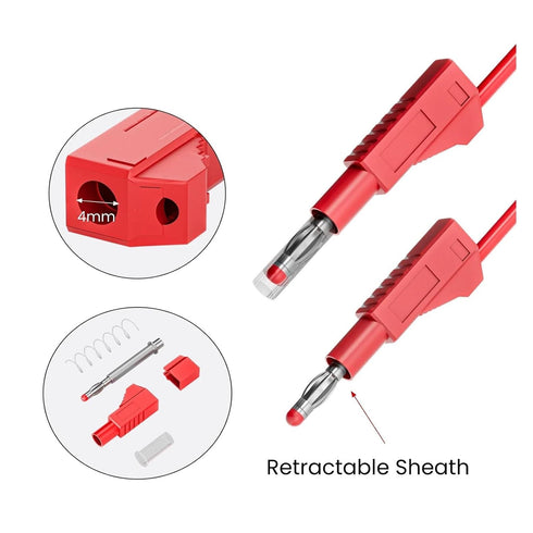 Qingdinu 5PCS 4mm 100cm Retractable Banana Plug to Multi-Meter Test Leads Soft Cable Wire Electrical Line DIY Tool