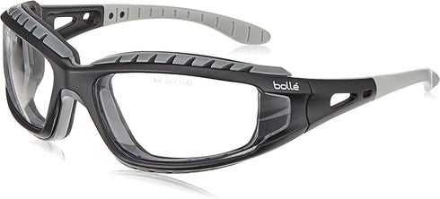 Boll Safety Tracker Safety Eyewear, 253-TR-40085, Black/Gray Polycarbonate + TPE Full Frame, Clear Lens