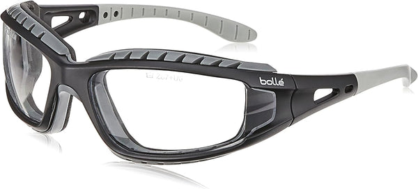 Boll Safety Tracker Safety Eyewear, 253-TR-40085, Black/Gray Polycarbonate + TPE Full Frame, Clear Lens
