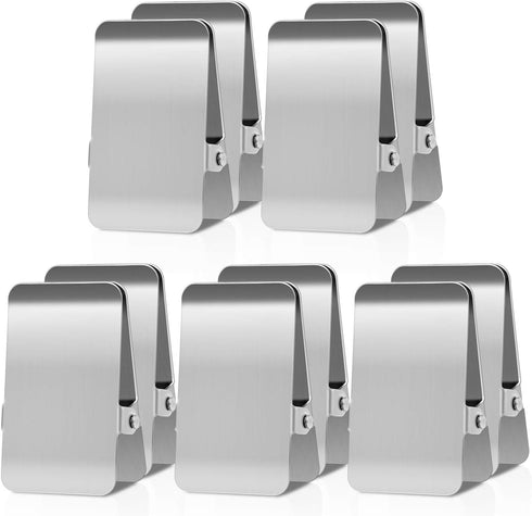 BURLIHOME Large Chip Bag Clips - 10Pcs Stainless Steel Heavy Duty Clamps with Anti-Slip Rubber for Food and Paper
