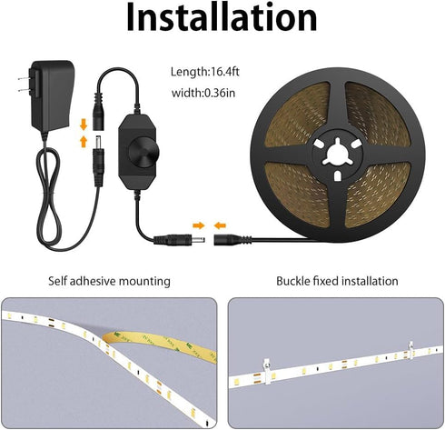 Lights,Onforu16.4ft Dimmable Lighting,3000K 5m 12v 2835 Warm LED Strip Strip Tape Light, LEDs Flexible Warm White Rope
