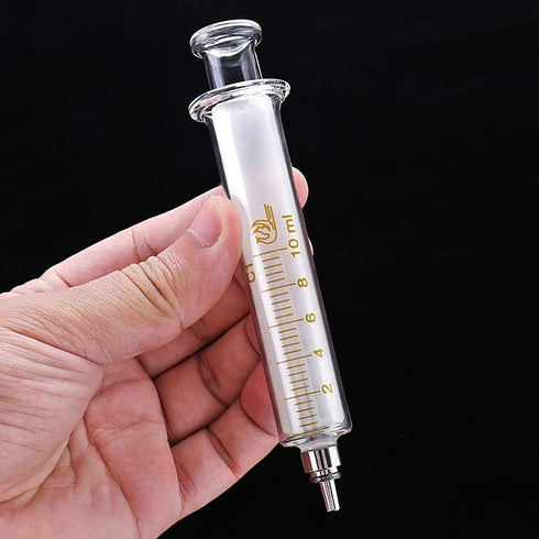 1 Pack Glass Syringes with Caps, 10cc/ml for Laboratory Use