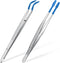 2 Pieces Tweezers with Rubber Tips Set, Bent and Straight Flat Tip for Jewelry and Crafts