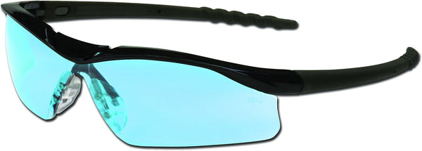 MCR Safety DL113 Dallas Safety Glasses - Polished Black Frame, Light Blue Lens