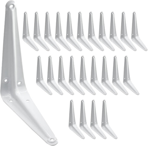 PHITUODA 24 Pack Shelf Brackets 6 x 5 Inch, Heavy Duty White Metal