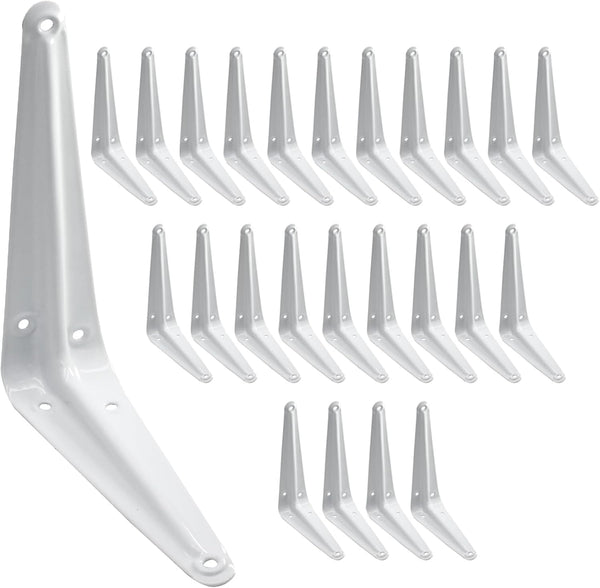 PHITUODA 24 Pack Shelf Brackets 6 x 5 Inch, Heavy Duty White Metal
