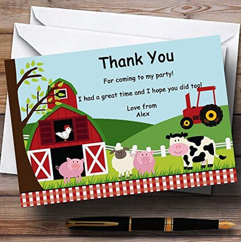 The Card Zoo Farm Animals Farmyard Personalized Birthday Party Thank You Cards