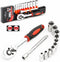 Ratchet Socket Wrench Set, 1/4 Inch Drive Mechanic Tool Kit with 12-Pieces Metric Sockets and Extension Bar