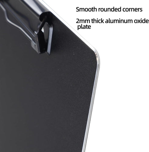 Black Metal Two Clips Clipboards, A4/Letter Size (9.5" X 12.6"), Aluminum Clipboard with Shoulder Strap for Office