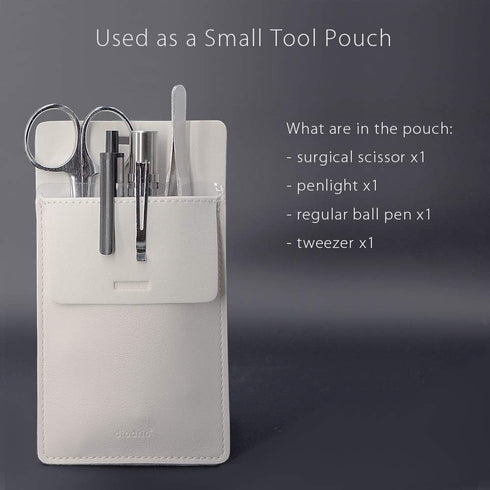 Pocket Protector, Leather Pen Pouch Holder Organizer for Shirts, Holds 5 Pens, Thick PU Leather, White, 2 Per Pack